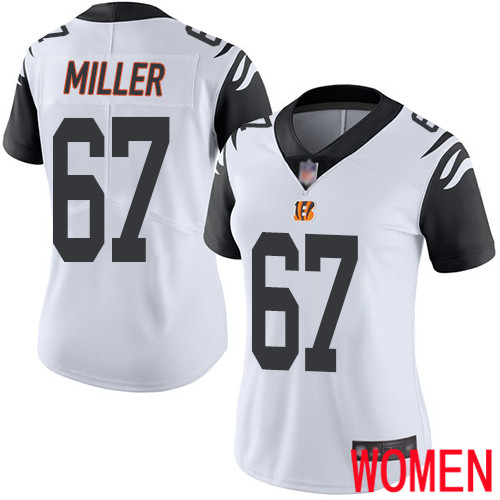 Cincinnati Bengals Limited White Women John Miller Jersey NFL Footballl #67 Rush Vapor Untouchable->women nfl jersey->Women Jersey